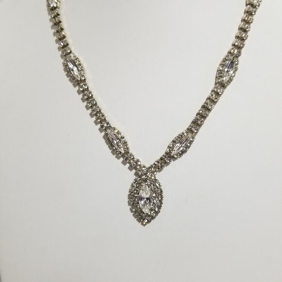 Clear rhinestone necklace oval 16" /3"ext.silver tone 1.1637 - Picture 5 of 12